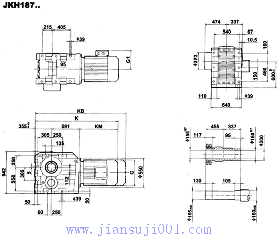 JK系列減速電機(jī)外形安裝尺寸