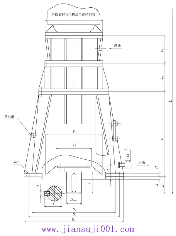 NGW-LDF型立式行星齒輪減速器兩級外形尺寸